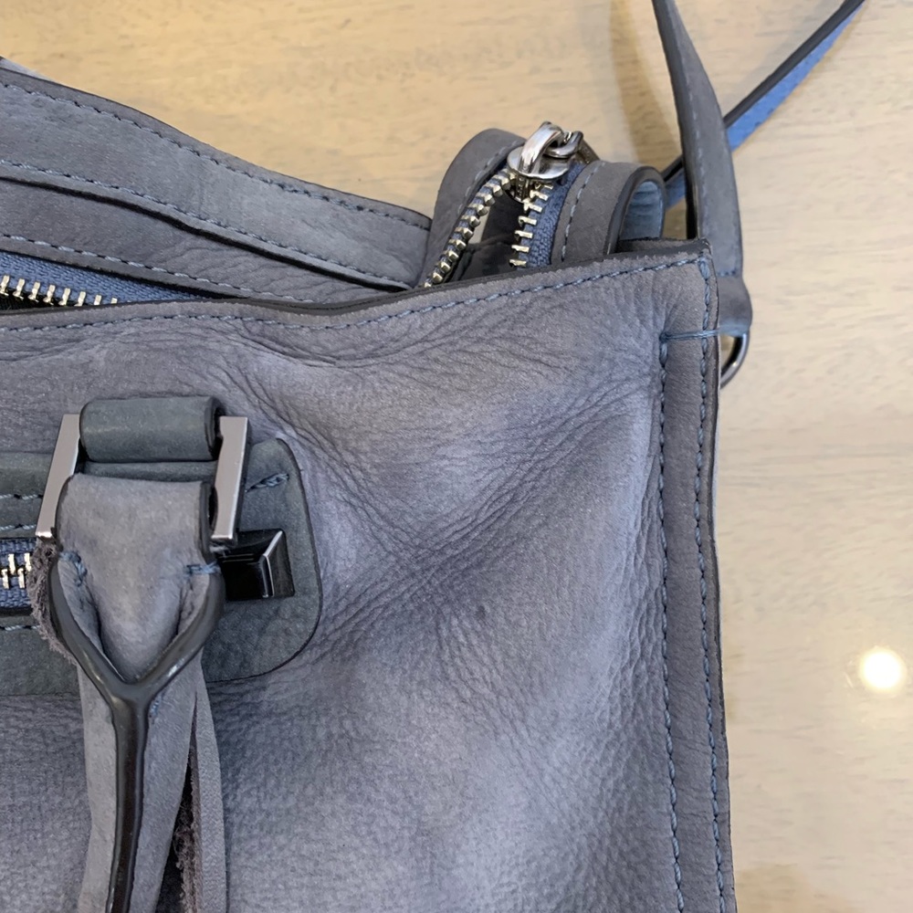 Rebecca Minkoff Regan Suede Satchel in dusty blue color - Picture 6 of 8